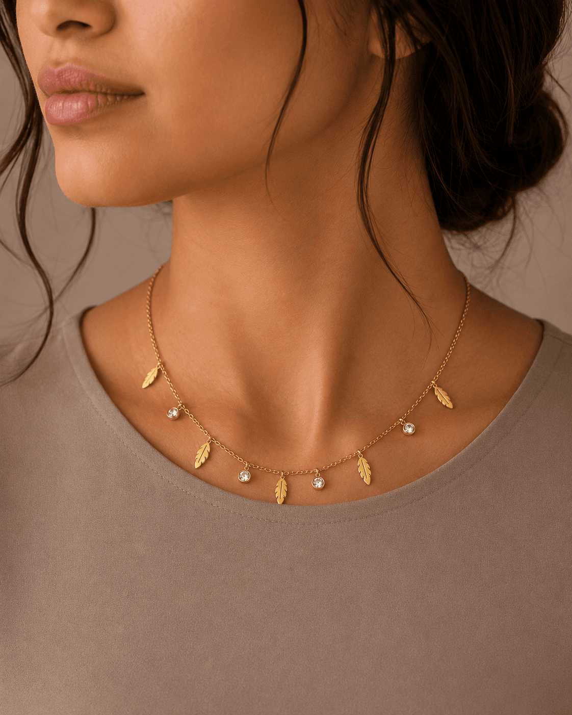 Golden Leaf Sparkle Necklace