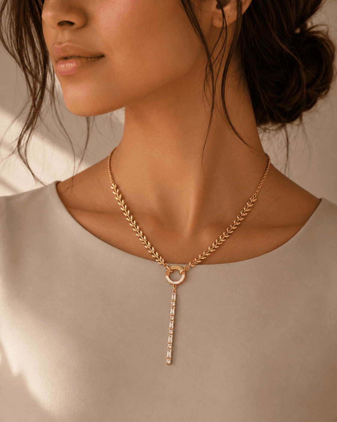 Golden Laurel Drop Necklace